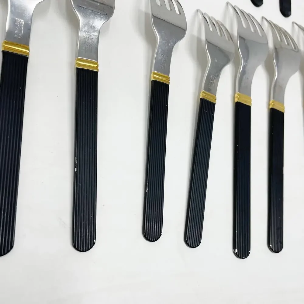 Vintage Sasaki Vignelli Japan Rigadin Matte Black Flatware Mixed Lot of 24